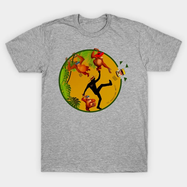Love Orangutans Forest Jungle & Animals Protection | Palm Tree & Cartoon 80s | Stop Eat Chocolate spread kick it | Green & Gold colors T-Shirt by 617406